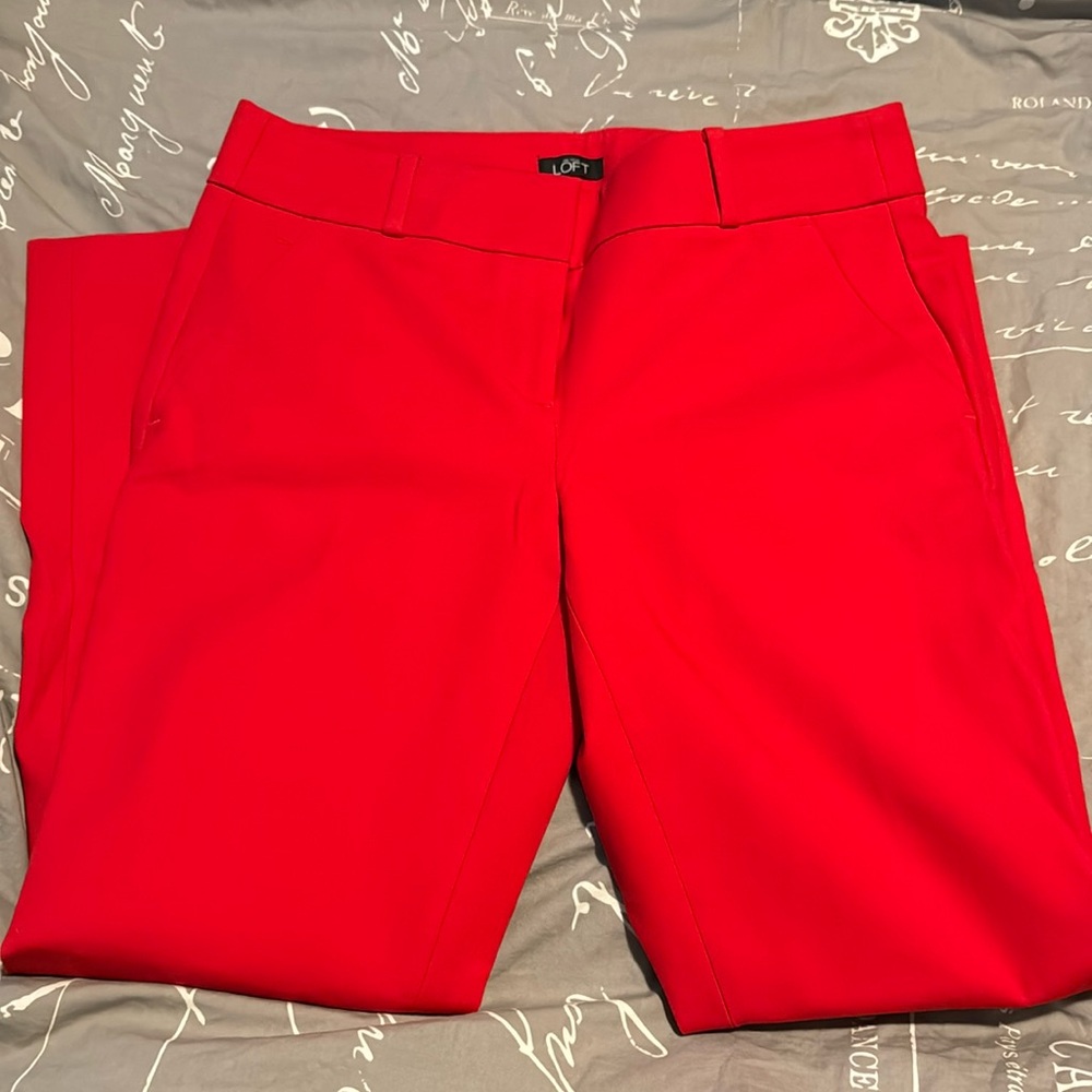 Loft Red Marisa Skinny Pant size 6
